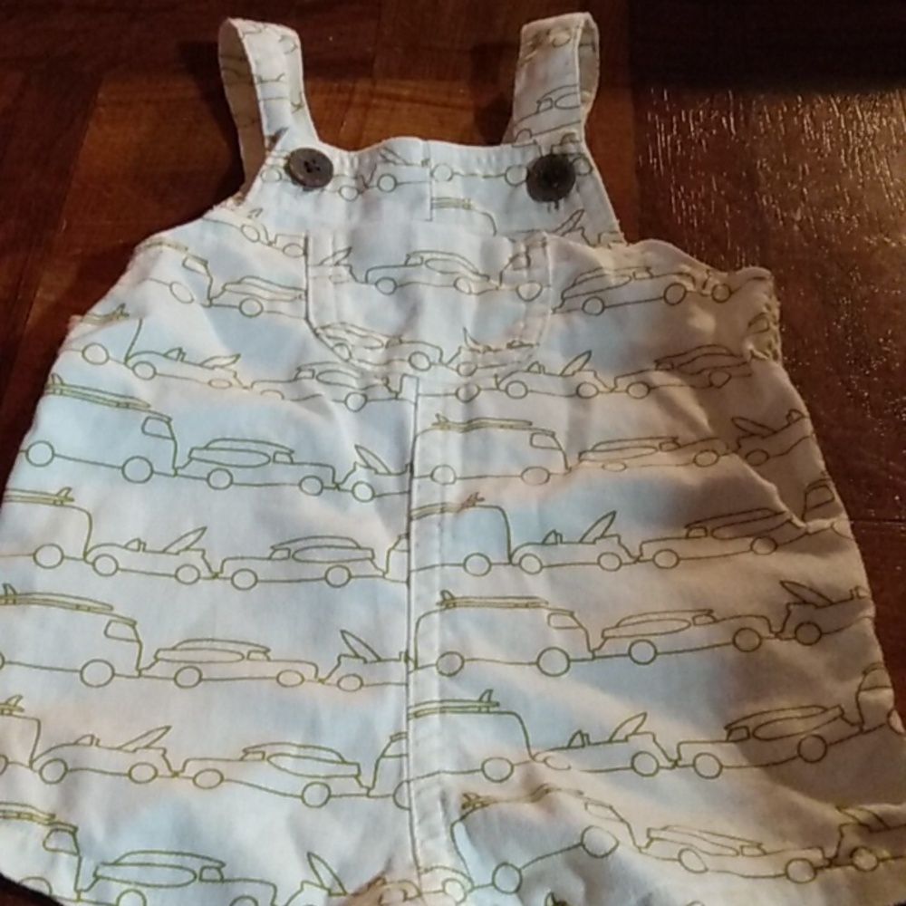 Old Navy Little Navy 0-3 Months Baby Boys Vtg Cars Overall Shorts - Picture 7 of 7